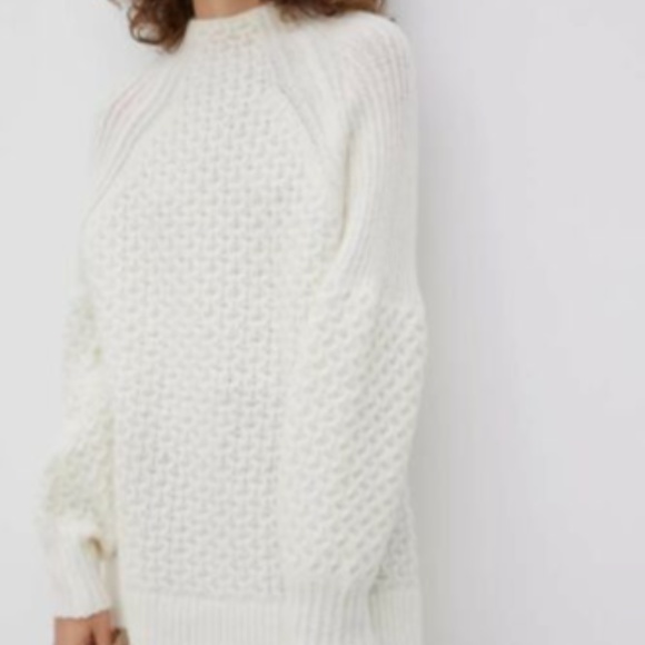 Anthropologie Bia Mock Neck Tunic Sweater Ivory XS - Picture 4 of 7